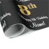 Papier Cadeau 8e anniversaire : Elégant luxe Faux Gold Look # (Coin rond)