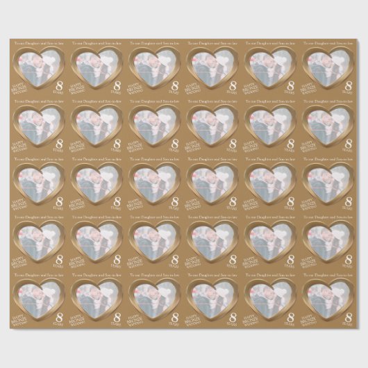 Papier Cadeau 8e anniversaire mariage bronze coeur photo envelop (Plat)