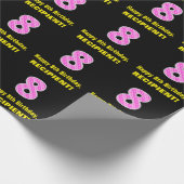 Papier Cadeau 8e anniversaire : Pink Stripes and Hearts "8" + No (Coin)