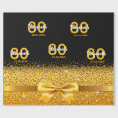Papier Cadeau 90e anniversaire arc en or noir (Plat)