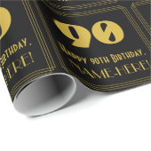 Papier Cadeau 90e anniversaire - Art Déco Inspiré Look "90" & No (Coin rond)
