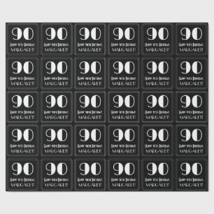 Papier Cadeau 90e anniversaire - Art Déco Inspiré Look "90", Nom