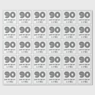 Papier Cadeau 90e anniversaire : Art Déco Style inspiré "90" + N