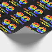 Papier Cadeau 90e anniversaire : Bold, amusant, simple, arc-en-c (Coin)