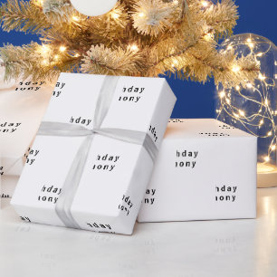 Papier Cadeau 90e anniversaire Nom de fête Noir Motif moderne