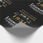 Papier Cadeau 90e anniversaire personnalisé Né en 1931 Noir Vint (Coin)