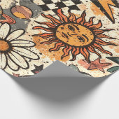 Papier Cadeau 90s Happy Faces Sun Flowers Pattern (Coin)