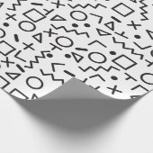 Papier Cadeau 90's Noir & Blanc Retro Shapes Motif (Coin)