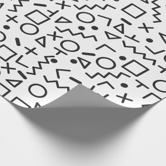 Papier Cadeau 90's Noir & Blanc Retro Shapes Motif (Coin)