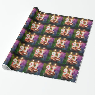 Papier Cadeau 91e anniversaire avec des bougies