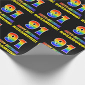 Papier Cadeau 91e anniversaire : Bold, amusant, simple, arc-en-c (Coin)