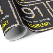 Papier Cadeau 91e anniversaire : Floral Flowers Numéro, Nom pers (Coin rond)