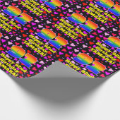 Papier Cadeau 92e anniversaire : Amour Hearts Motif, Arc-en-ciel (Coin)