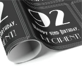 Papier Cadeau 92e anniversaire - Art Déco Inspiré Look "92", Nom (Coin rond)