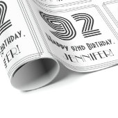Papier Cadeau 92e anniversaire : Art Déco Style inspiré "92" + N (Coin rond)