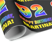 Papier Cadeau 92e anniversaire : Bold, amusant, simple, arc-en-c (Coin rond)