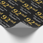 Papier Cadeau 92e anniversaire : Elégant luxe Faux Gold Look # (Coin)