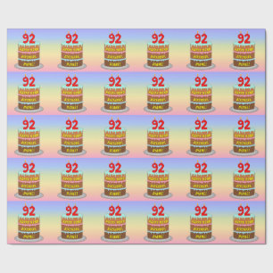 Papier Cadeau 92e anniversaire : Fun Cake and Candles + Nom pers