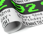 Papier Cadeau 92e anniversaire - Nerdy / Geeky Style "92" et nom (Coin rond)