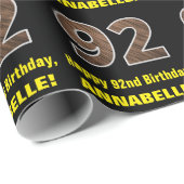 Papier Cadeau 92e anniversaire : Nom et Faux Motif de grains de (Coin rond)