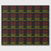 Papier Cadeau 92e anniversaire : Rouge Digital Clock Style "92" (Plat)