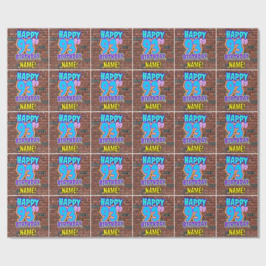 Papier Cadeau 93e anniversaire : Amusant, Graffiti urbain inspir (Plat)