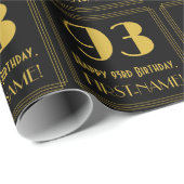 Papier Cadeau 93e anniversaire ~ Art Déco Inspiré Look "93", Nom (Coin rond)
