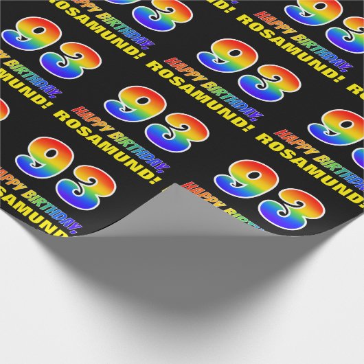 Papier Cadeau 93e anniversaire : Bold, amusant, simple, arc-en-c (Coin)
