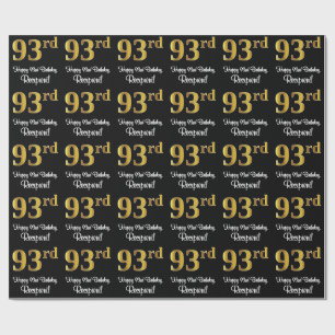 Papier Cadeau 93e anniversaire : Elégant luxe Faux Gold Look #