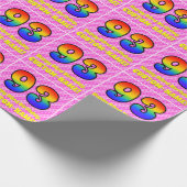 Papier Cadeau 93e anniversaire : Pink Stripes & Hearts, Arc-en-c (Coin)