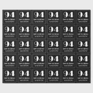 Papier Cadeau 94e anniversaire - Art Déco Inspiré "94", Nom