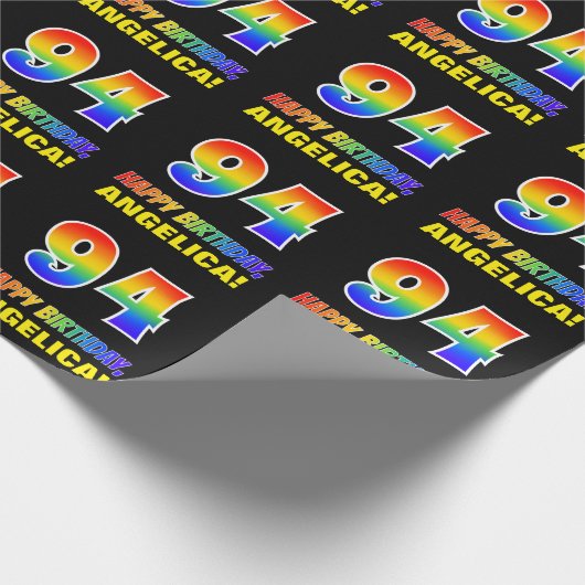 Papier Cadeau 94e anniversaire : Bold, amusant, simple, arc-en-c (Coin)