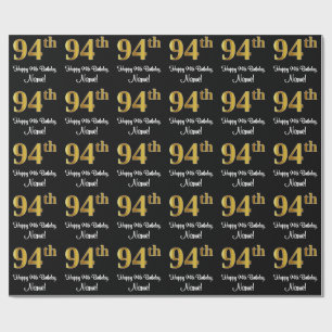 Papier Cadeau 94e anniversaire : Elégant luxe Faux Gold Look #