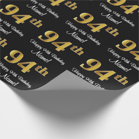 Papier Cadeau 94e anniversaire : Elégant luxe Faux Gold Look # (Coin)