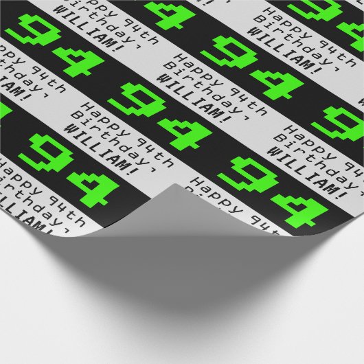 Papier Cadeau 94e anniversaire - Nerdy / Geeky Style "94" et nom (Coin)