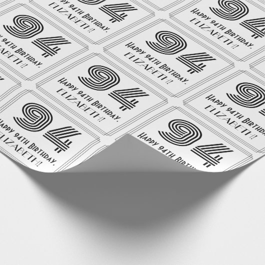 Papier Cadeau 94ème anniversaire : Art Déco Style inspiré "94" + (Coin)