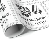 Papier Cadeau 94ème anniversaire : Art Déco Style inspiré "94" + (Coin rond)