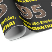 Papier Cadeau 95e anniversaire : Nom et Faux Motif du grain de b (Coin rond)