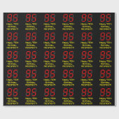 Papier Cadeau 95ème anniversaire : Rouge Digital Clock Style "95 (Plat)