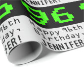 Papier Cadeau 96e anniversaire - Nerdy / Geeky Style "96" et nom (Coin rond)