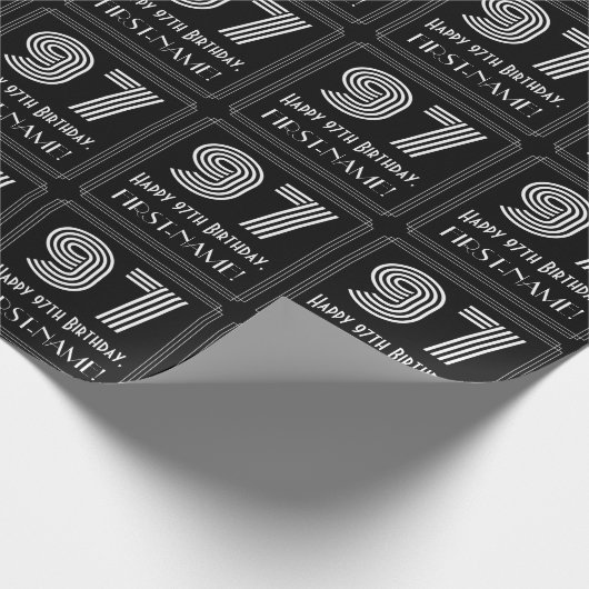 Papier Cadeau 97e anniversaire : Art Déco Inspiré Look "97" avec (Coin)