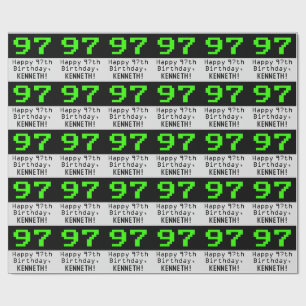 Papier Cadeau 97e anniversaire - Nerdy / Geeky Style "97" et nom
