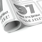 Papier Cadeau 97ème anniversaire : Art Déco Style inspiré "97" + (Coin rond)