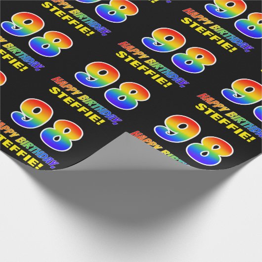 Papier Cadeau 98e anniversaire : Bold, amusant, simple, arc-en-c (Coin)