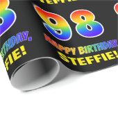 Papier Cadeau 98e anniversaire : Bold, amusant, simple, arc-en-c (Coin rond)