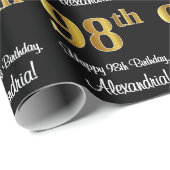 Papier Cadeau 98e anniversaire : Elégant luxe Faux Gold Look # (Coin rond)