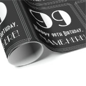 Papier Cadeau 99e anniversaire - Art Déco Inspiré Look "99", Nom (Coin rond)