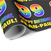 Papier Cadeau 99e anniversaire : Bold, amusant, simple, arc-en-c (Coin rond)