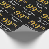 Papier Cadeau 99e anniversaire : Elégant luxe Faux Gold Look # (Coin)