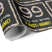 Papier Cadeau 99e anniversaire : Floral Flowers Numéro, Nom pers (Coin rond)